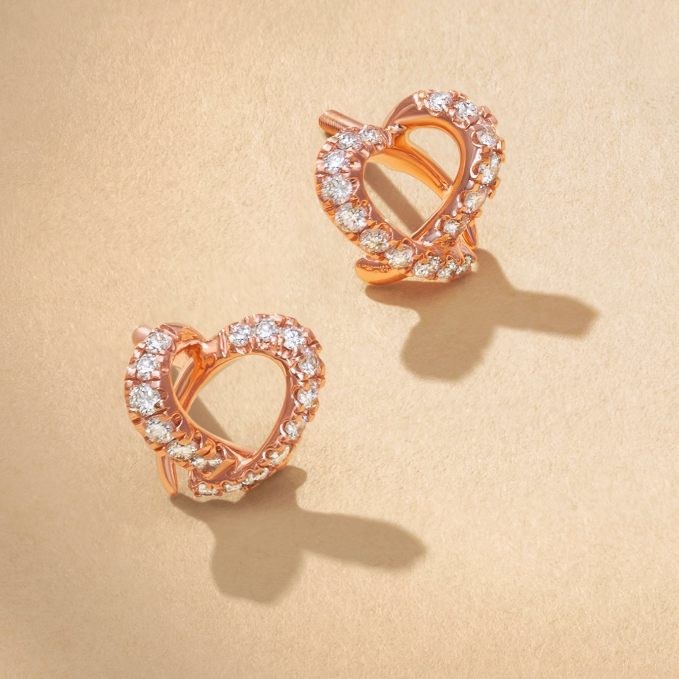 Perdurable Hearts Diamond Stud Earrings