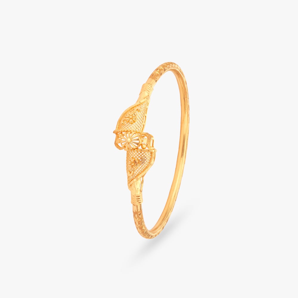 Floral Jamdani Loha Gold Bangle,,hi-res image number null