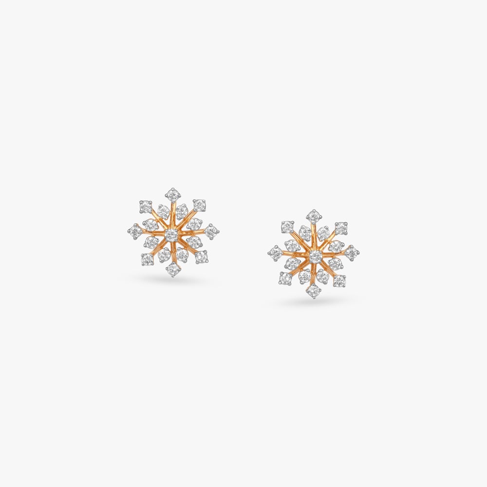 Snowflake Motif Diamond Stud Earrings,,hi-res image number null