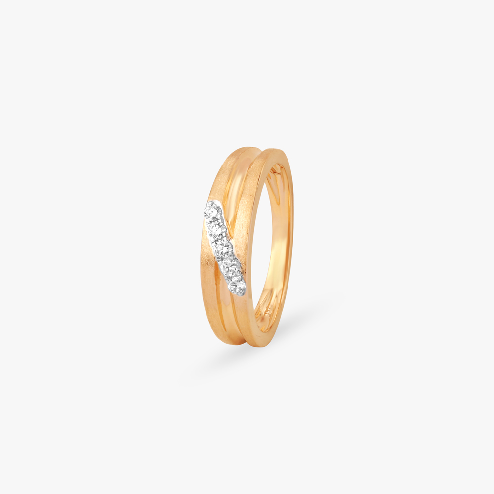 Diagonal Brilliance Gold Diamond Finger Ring for Men,,hi-res image number null