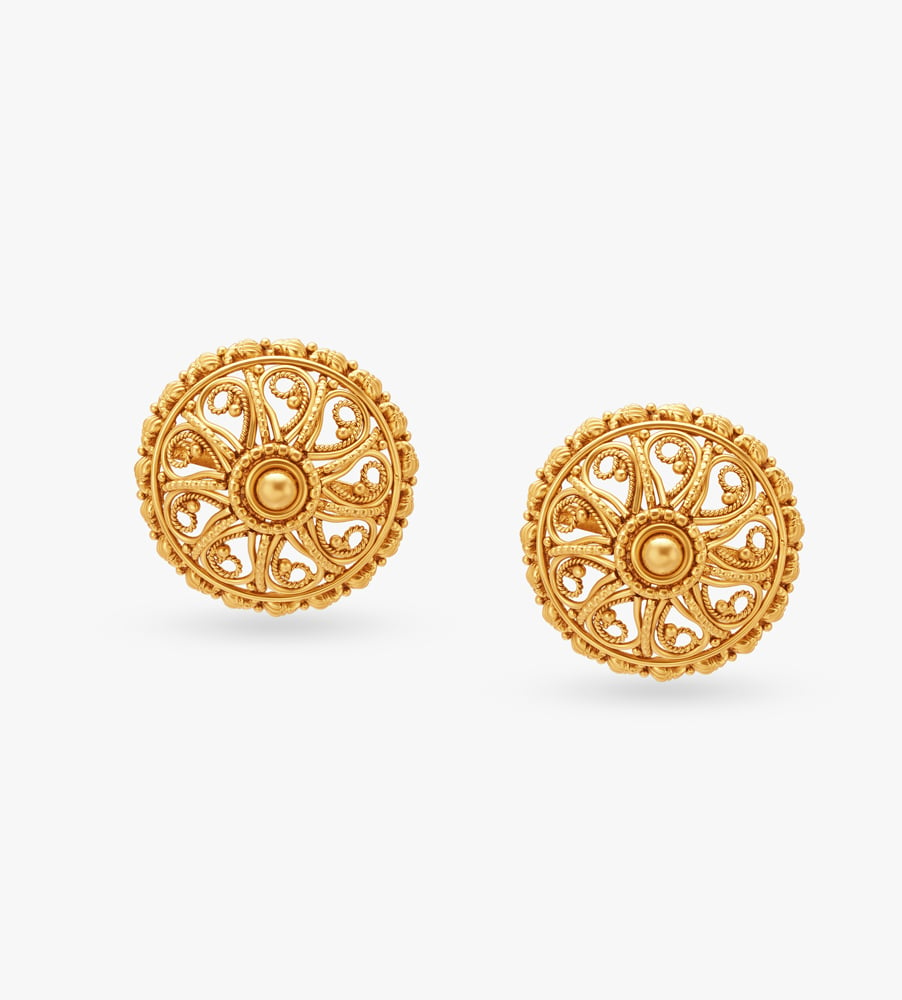 Ethereal Radiance Gold Stud Earrings