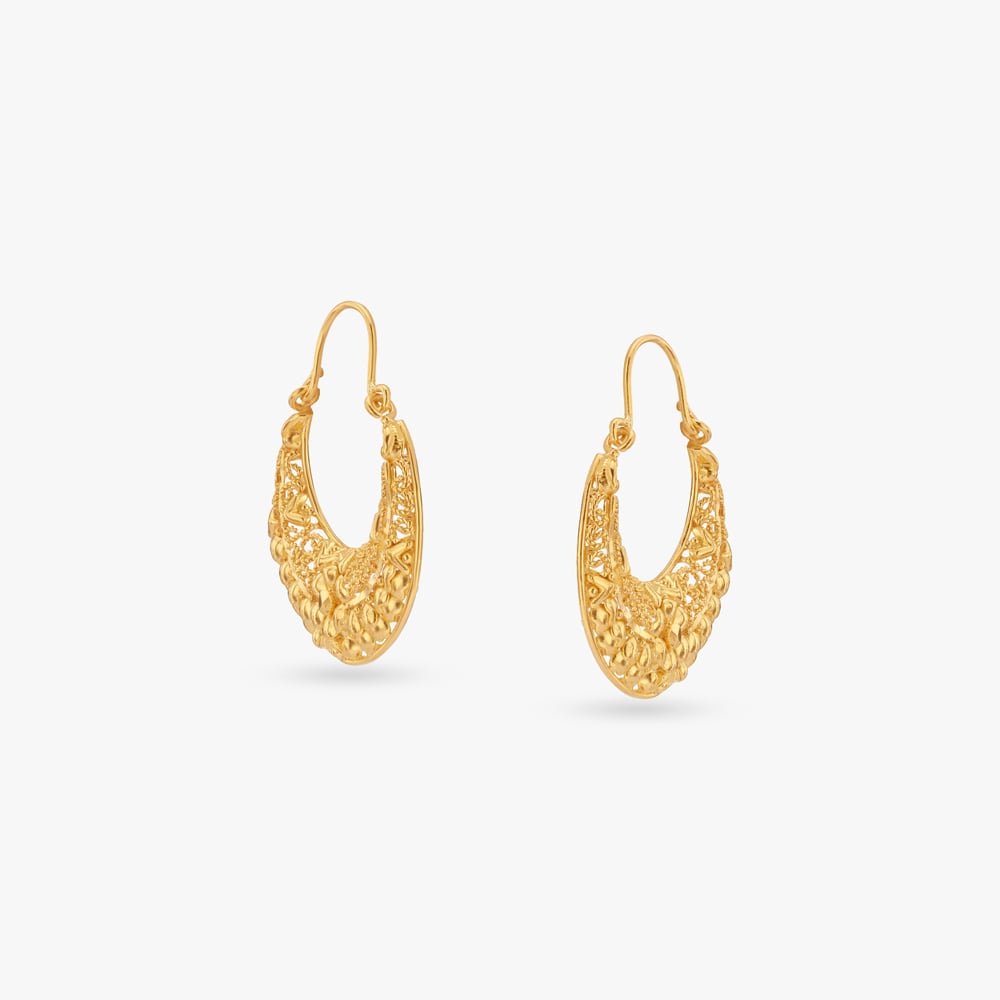 

Crescent Charm Gold Hoop Earrings
