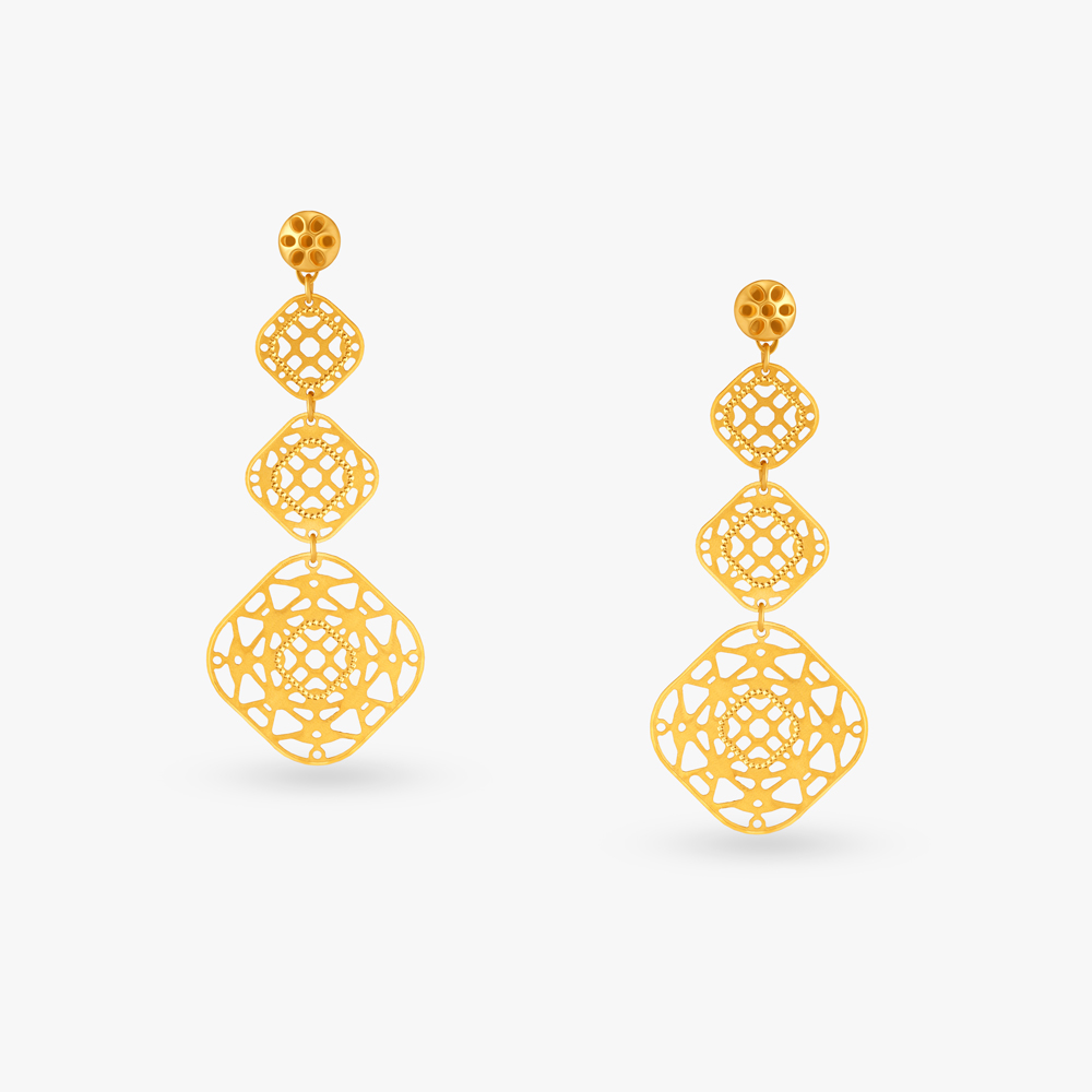 Ornate Cascade Gold Drop Earrings,,hi-res image number null
