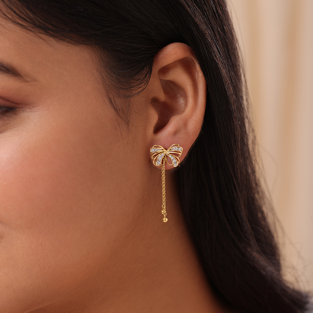 Butterfly Blush 14KT Gold & Diamond Drop Earrings,,hi-res image number null