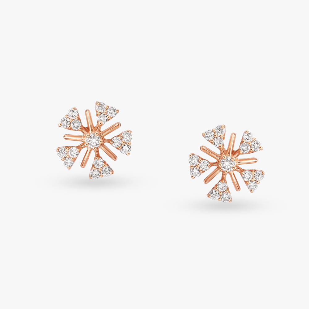 Radiant Flower Diamond Stud Earrings,,hi-res image number null