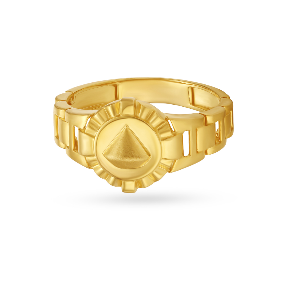 Massive Diamond Engraved Gold Finger Ring For Men,,hi-res image number null