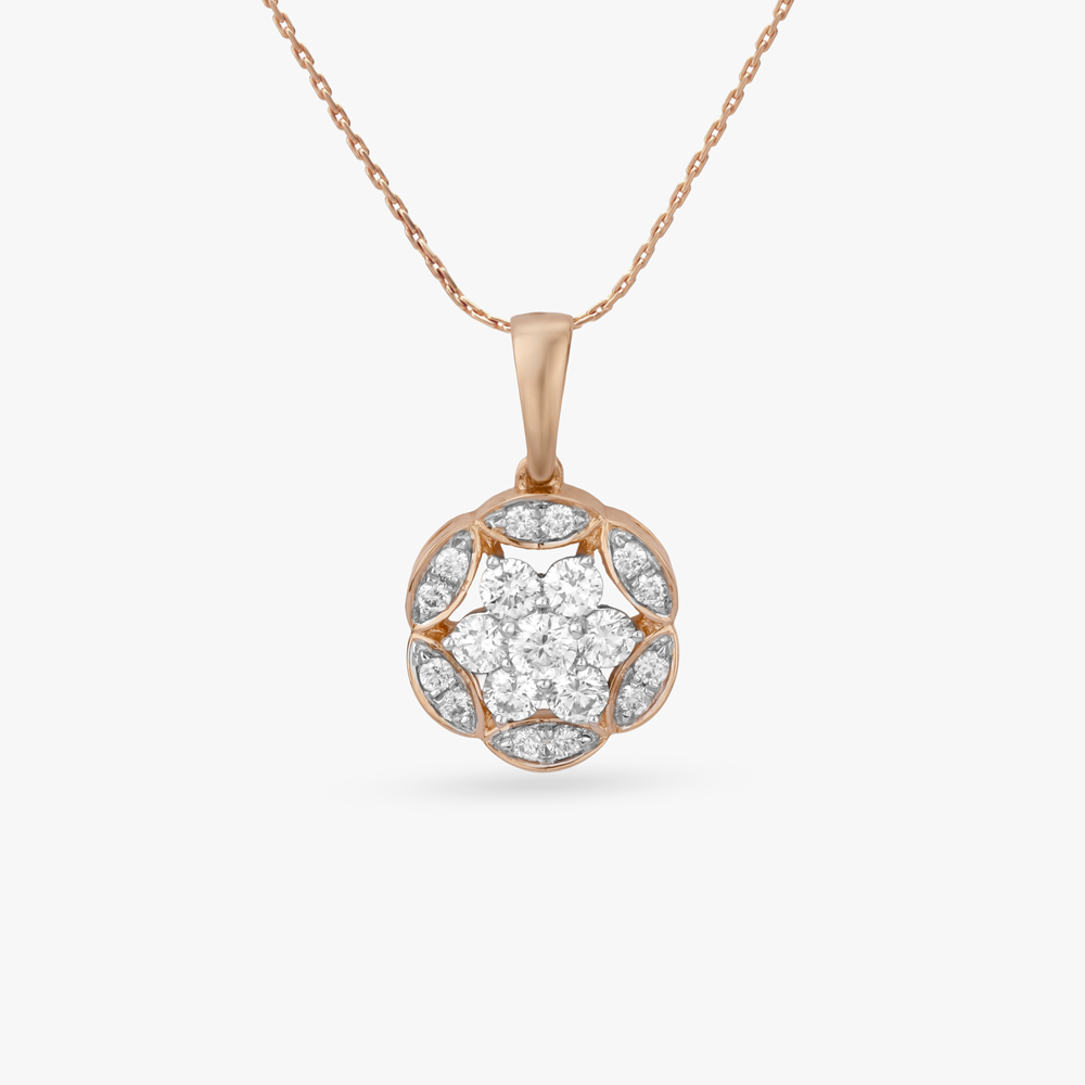 Floral Halo Diamond Pendant and Earrings Set,,hi-res image number null