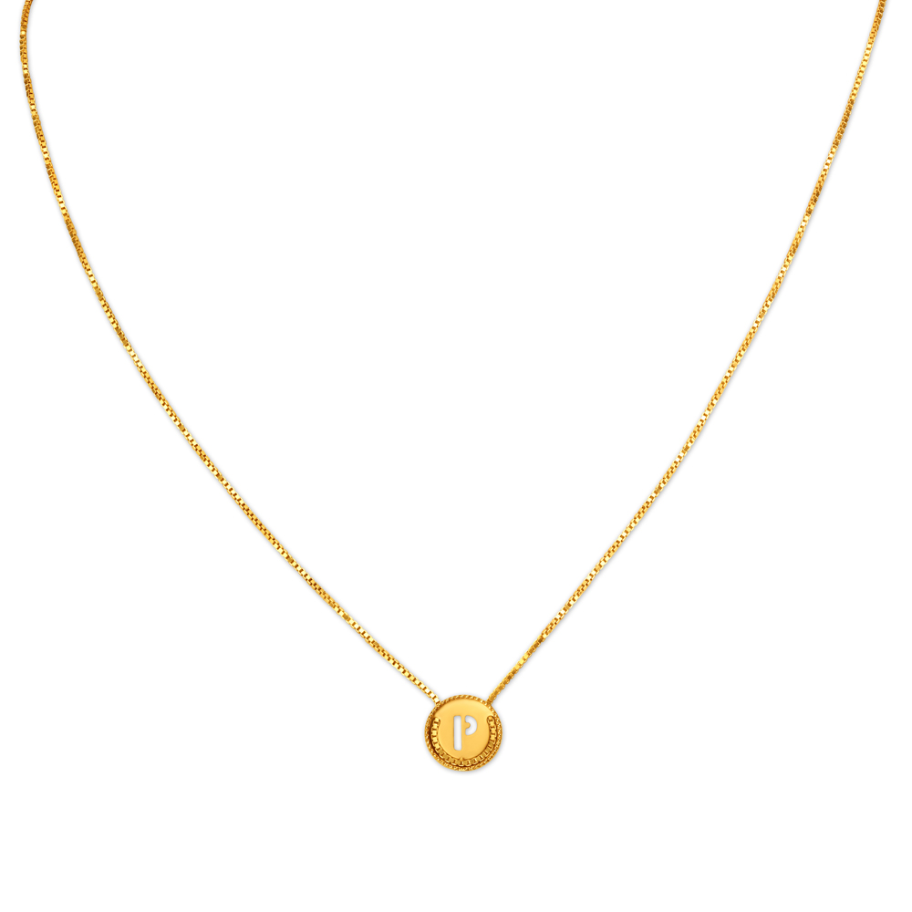 Letter P Gold Pendant with Chain For Kids,,hi-res image number null