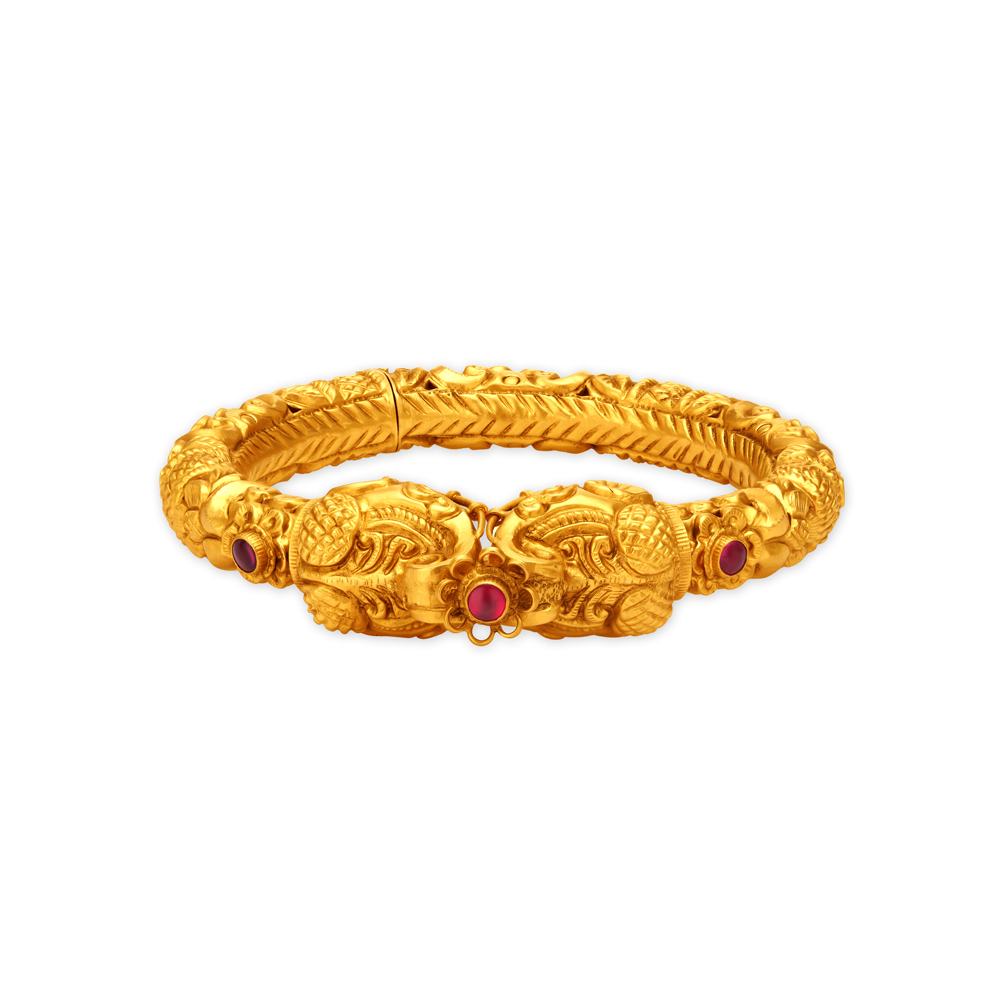 Regal Elephant Head Bangle with Precious Stones,,hi-res image number null