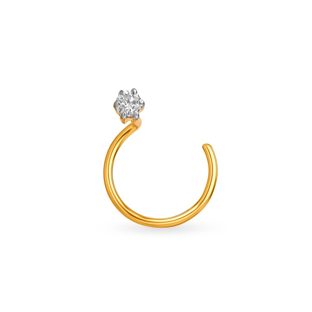 Buy CANDERE - A KALYAN JEWELLERS COMPANY 18K (750) BIS Hallmark Yellow Gold  With SI IJ Diamond Nosering for Women at Amazon.in