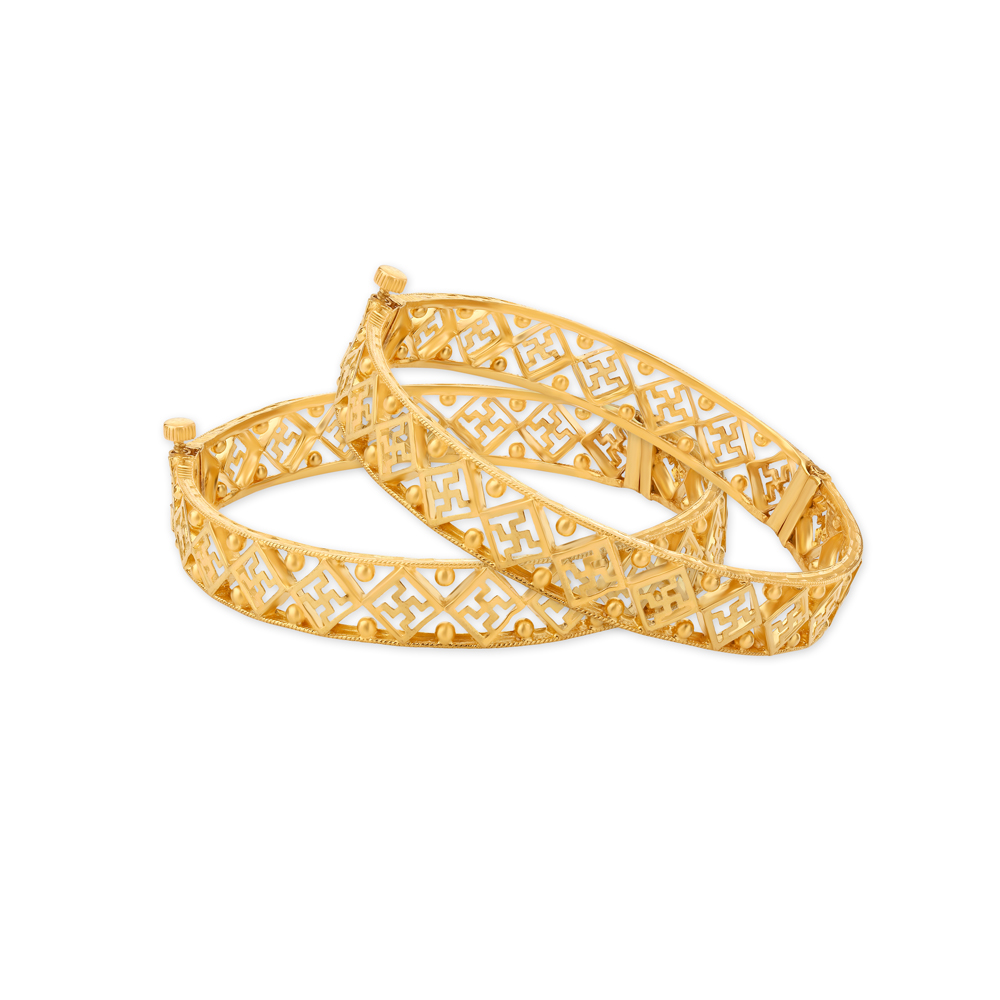 Mesh Swastika Gold Bangle,,hi-res image number null