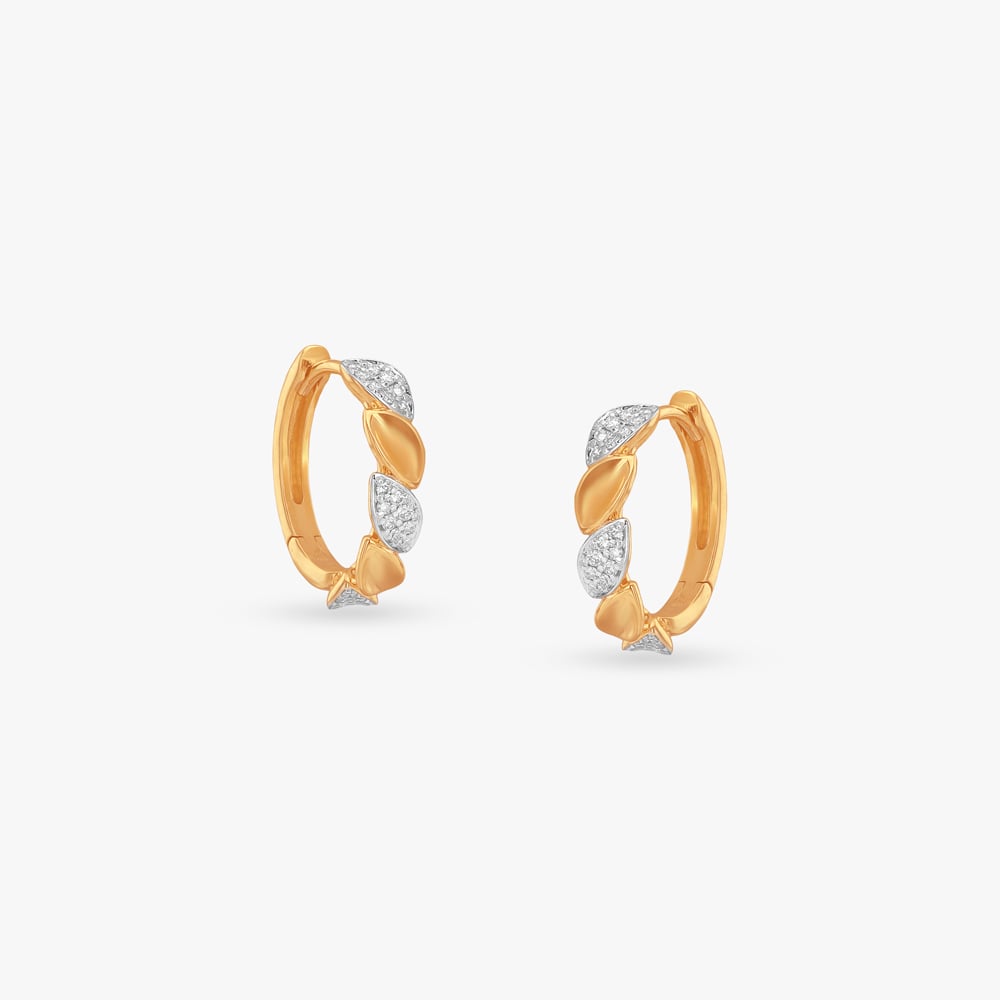 Leaf Cascade Diamond Hoop Earrings,,hi-res image number null