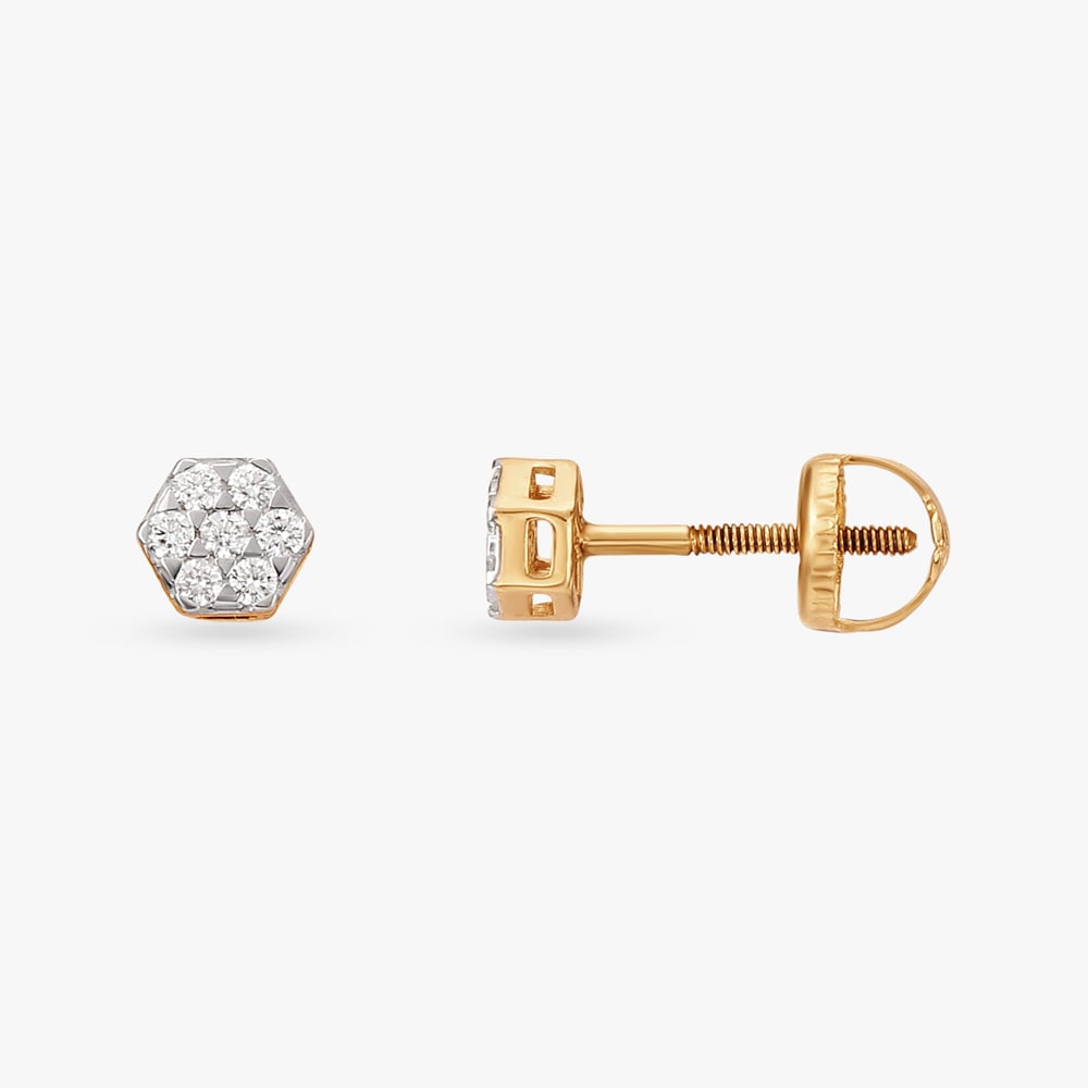 Radiant Hive Diamond Stud Earrings,,hi-res image number null