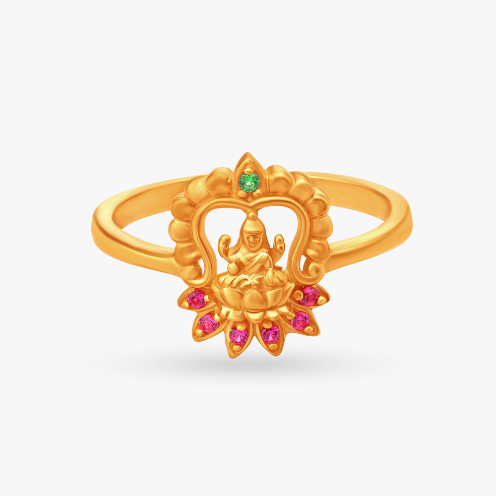Floral Gold Finger Ring,,hi-res image number null