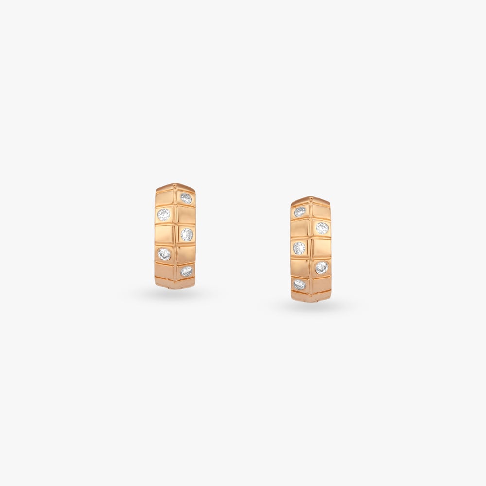 Modern Grid Diamond Hoop Earrings For Men,,hi-res image number null