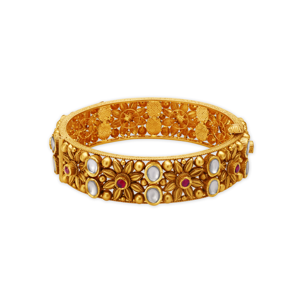 Majestic Die Stamp Bangle with Precious Stones,,hi-res image number null