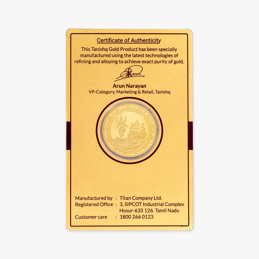 5 gram 24 Karat Gold Coin with Ganesha-Lakshmi Motif,,hi-res image number null