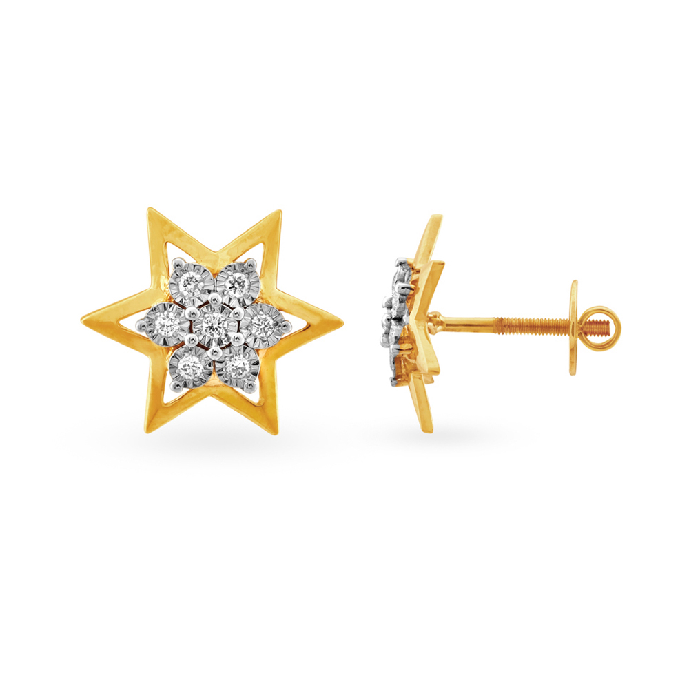 Nakshatra Gold and Diamond Stud Earrings