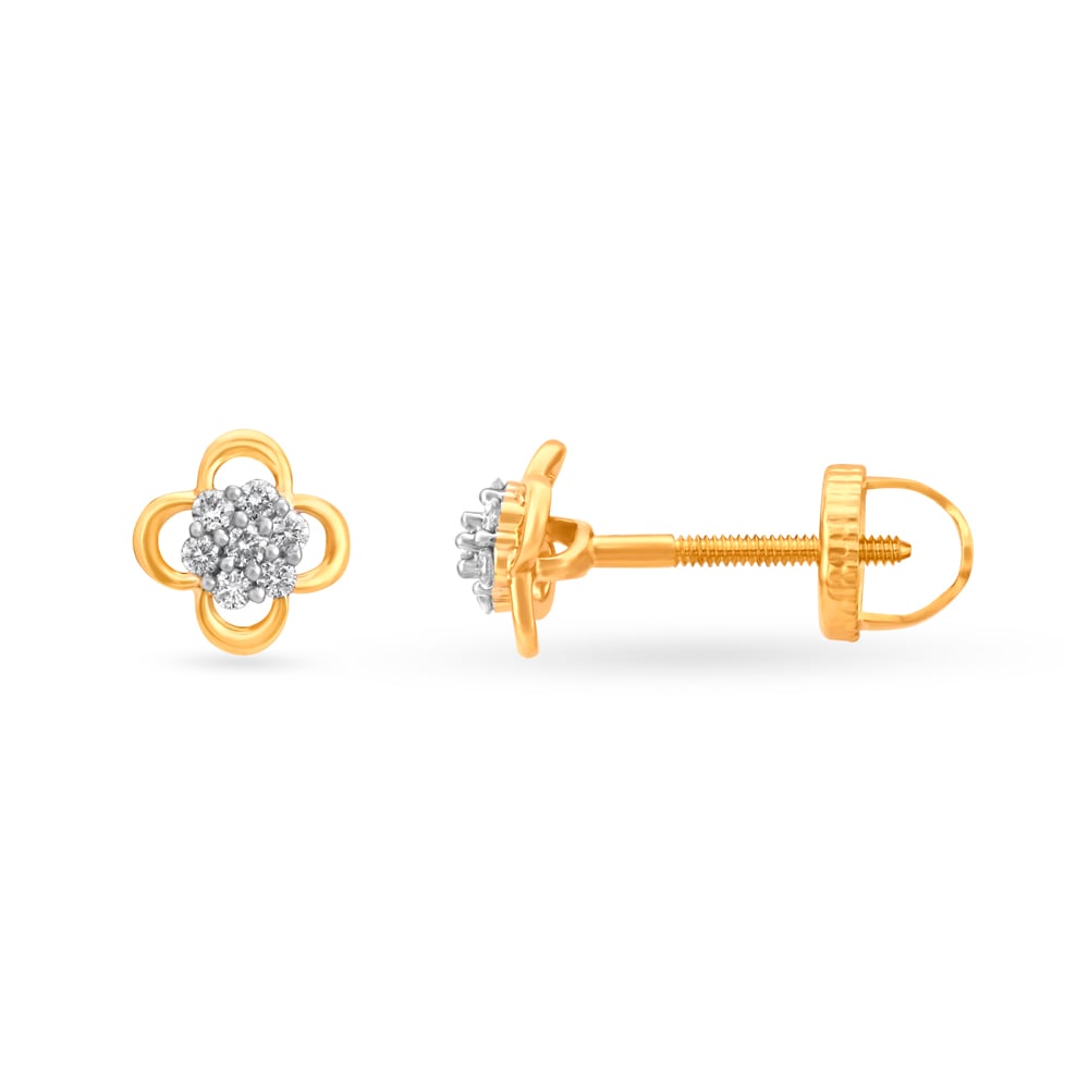 Glam Floral Diamond Stud Earrings,,hi-res image number null