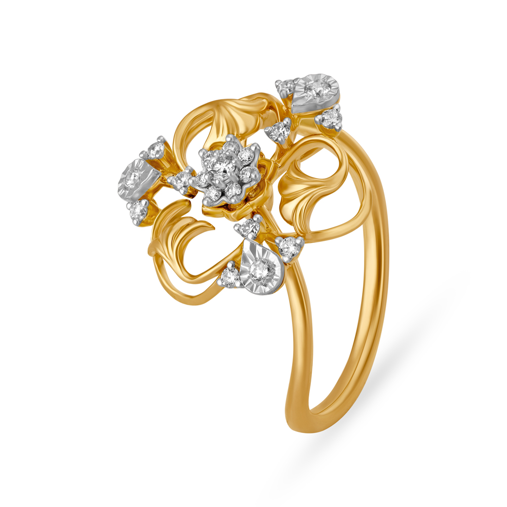 Delicate Diamond and Gold Finger Ring