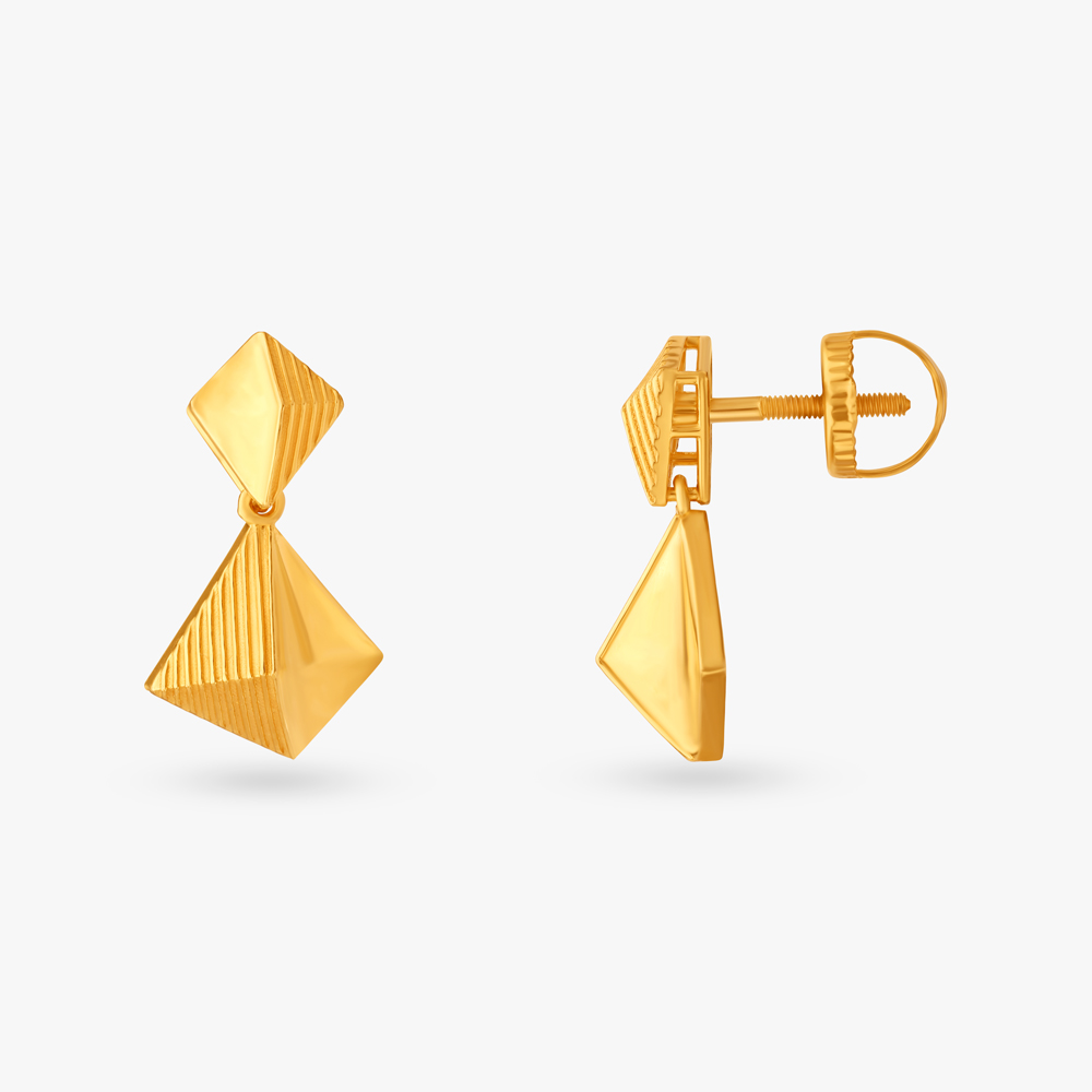 Geometric Gold Drop Earrings,,hi-res image number null