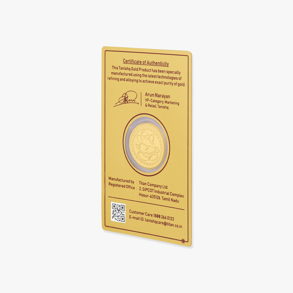 8 gram 24 Karat Gold Coin with Ganesha Motif,,hi-res image number null