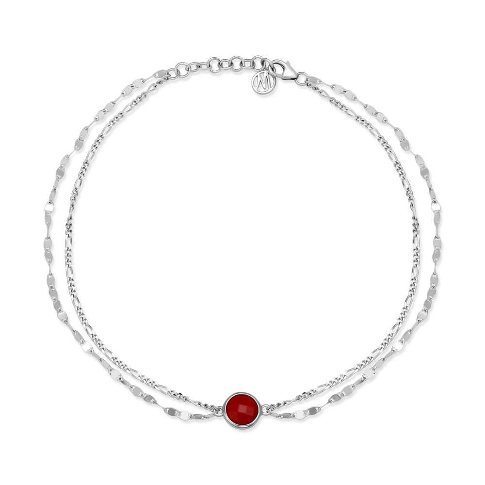 Crimson Dreams Silver Anklet
