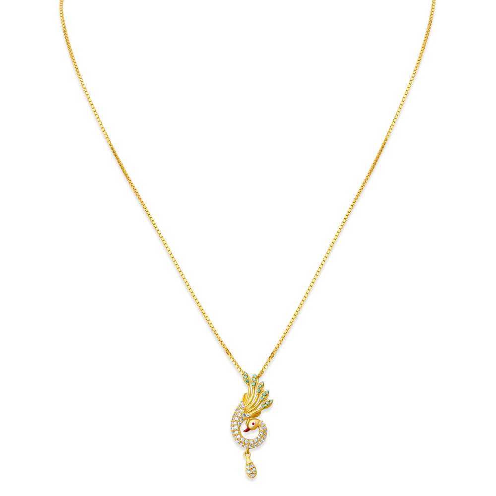 Beautiful Gold Pendant with Chain and Earrings Set,,hi-res image number null