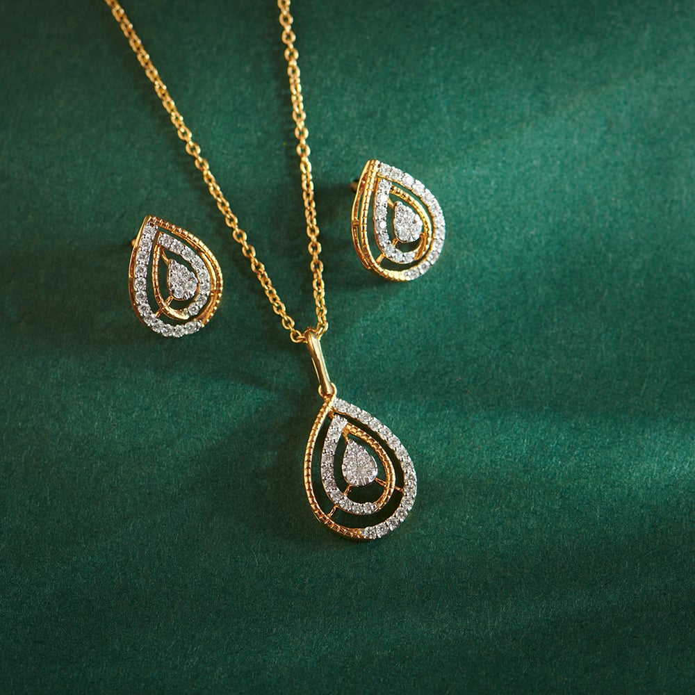 Double Drop Diamond Pendant and Earrings Set,,hi-res image number null