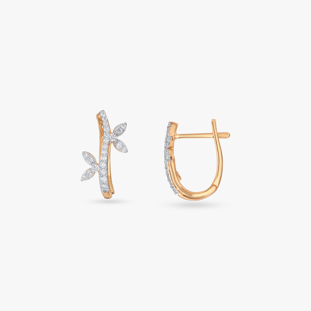 Leaf Trail Diamond Hoop Earrings,,hi-res image number null