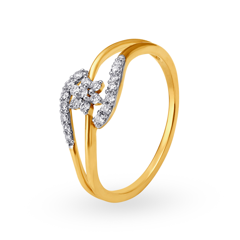 18 Karat Gold and Diamond Floral Finger Ring