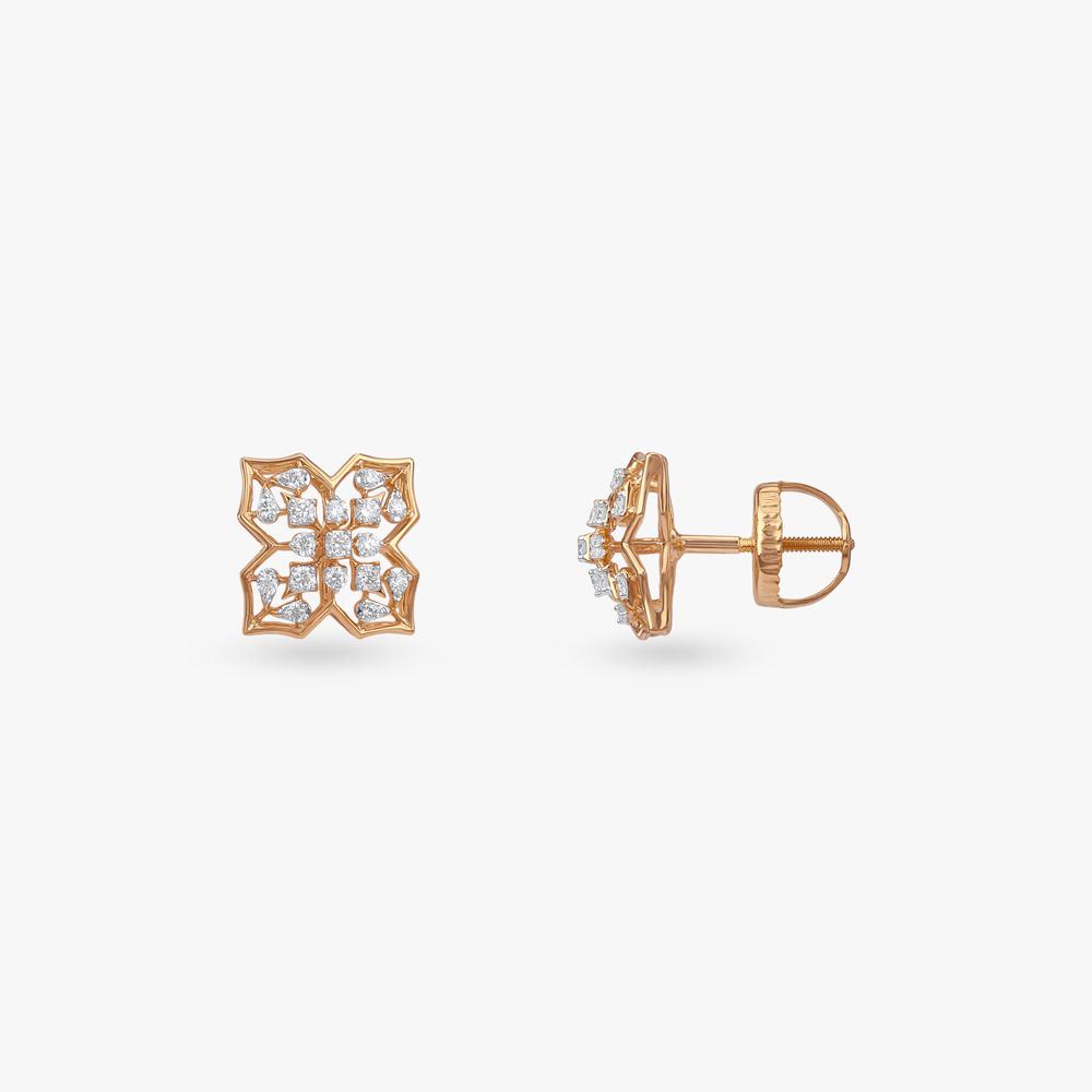 Heritage Bloom Diamond Stud Earrings,,hi-res image number null