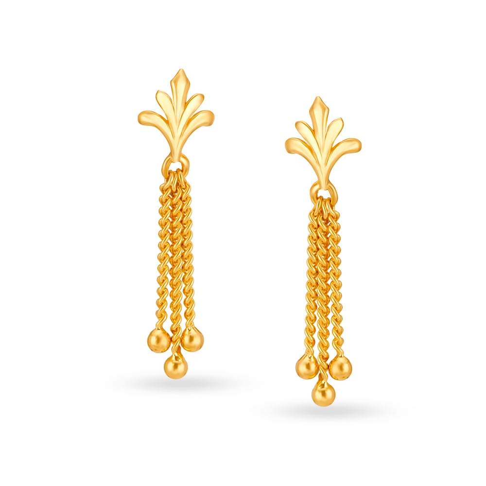 Traditional Elongated Gold Filigree 3 Layer Jhumkas