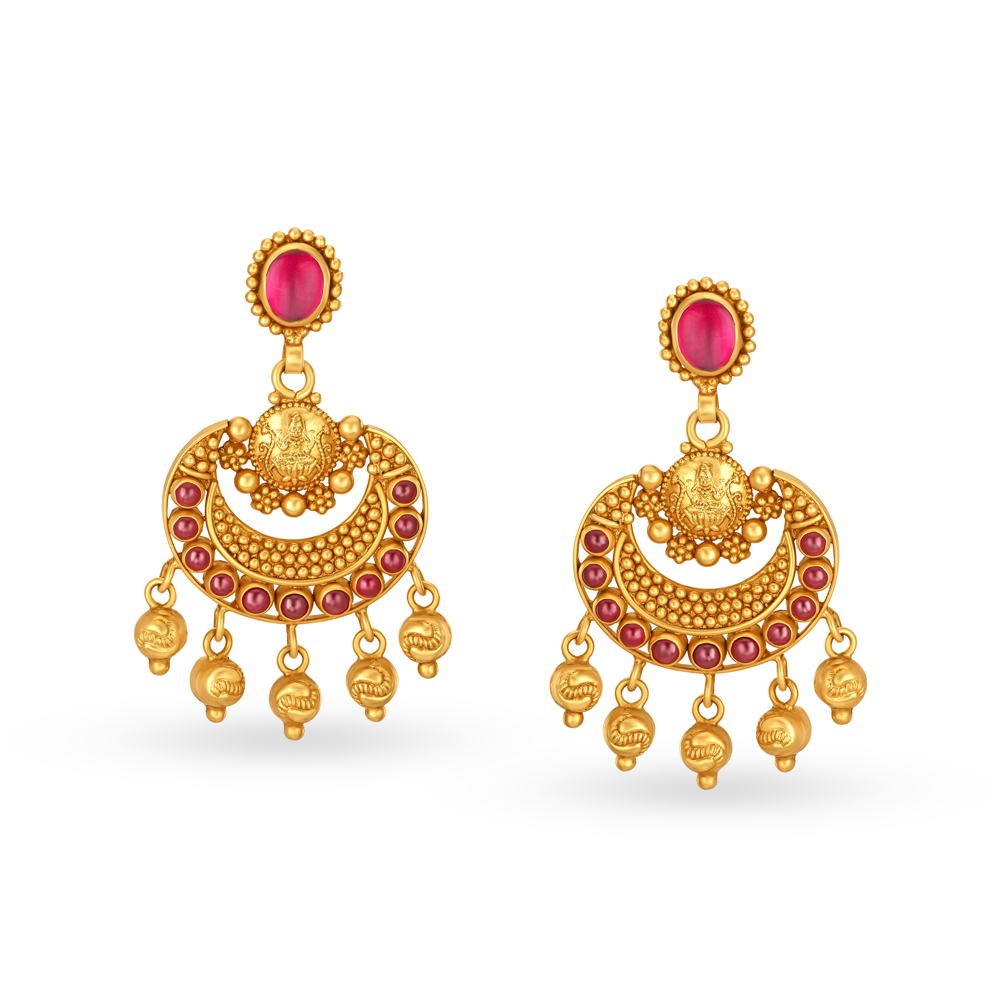 Elegant Lakshmi Motif Drop Earrings,,hi-res image number null