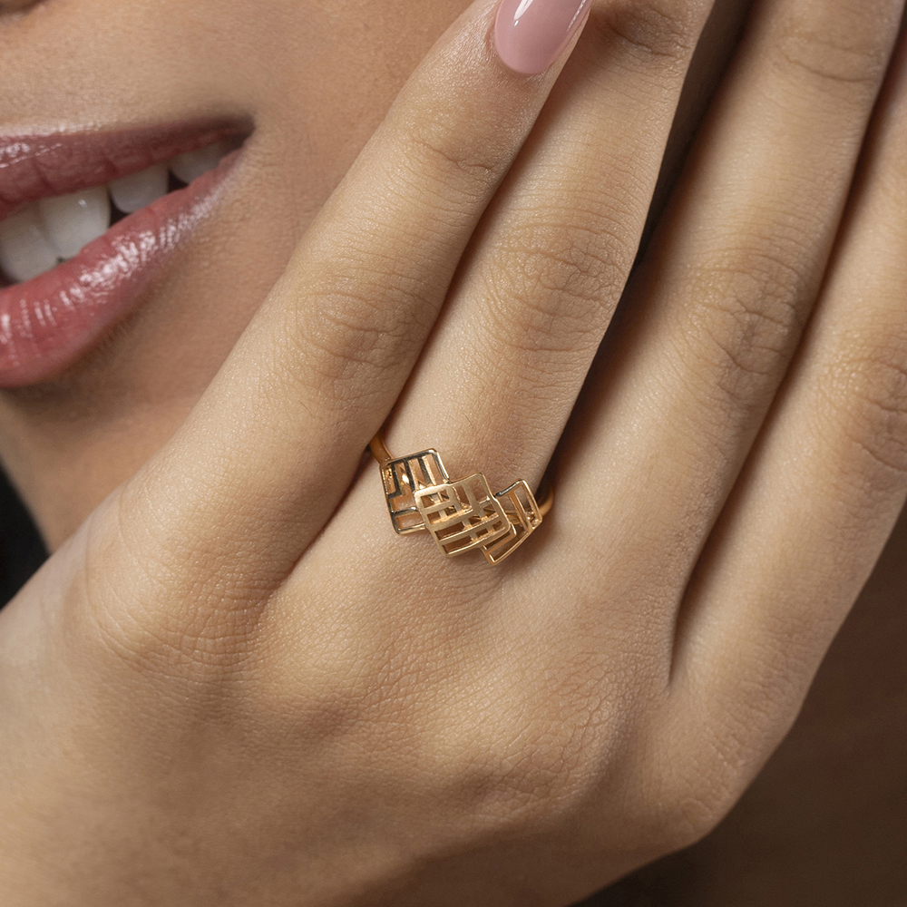 Disco Lattice Gold Finger Ring,,hi-res image number null