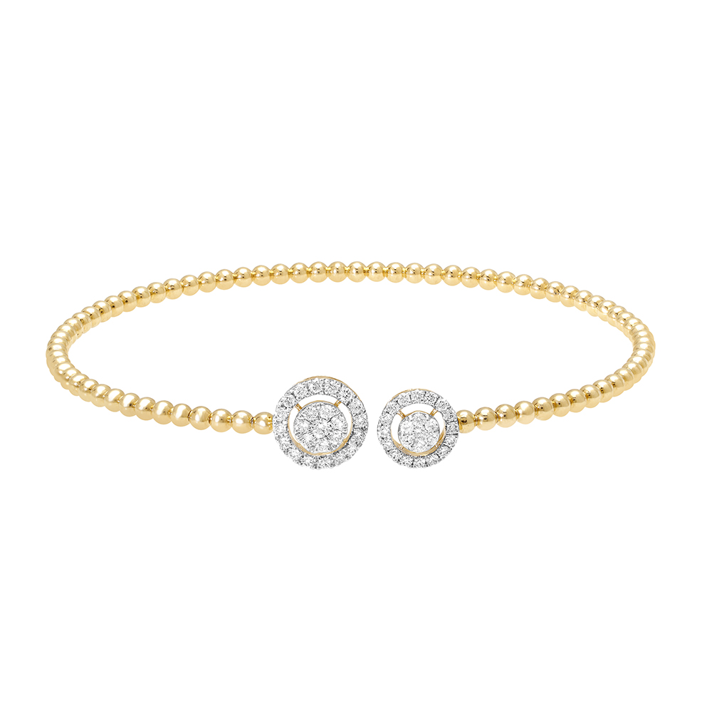 14KT Yellow Charming Geometric Gold Diamond Bangle,,hi-res image number null
