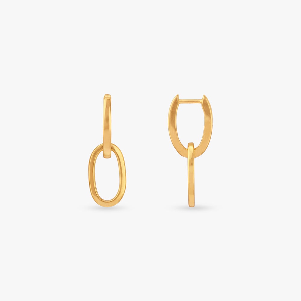 Sleek Link Gold Drop Earrings,,hi-res image number null