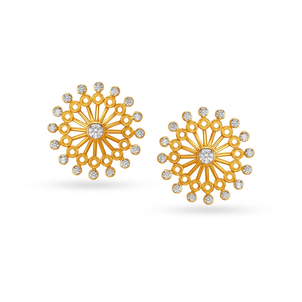 

Exemplary Sun Motif Gold Stud Earrings