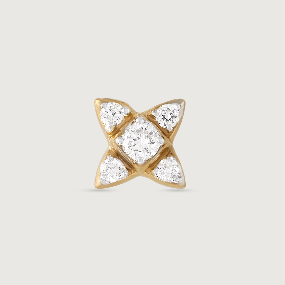 Twinkling Star Gold and Diamond Nose Pin,,hi-res image number null