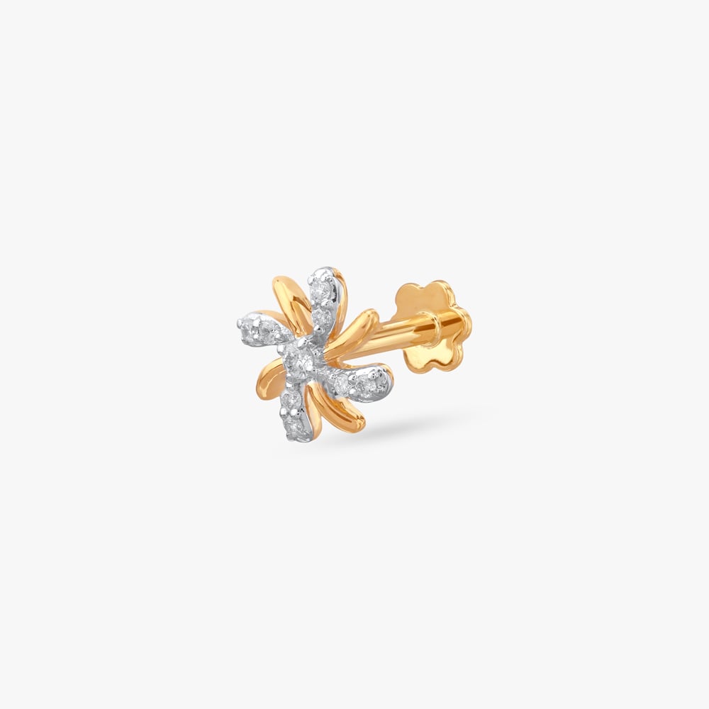 

Twirl Petal Diamond Nose Pin