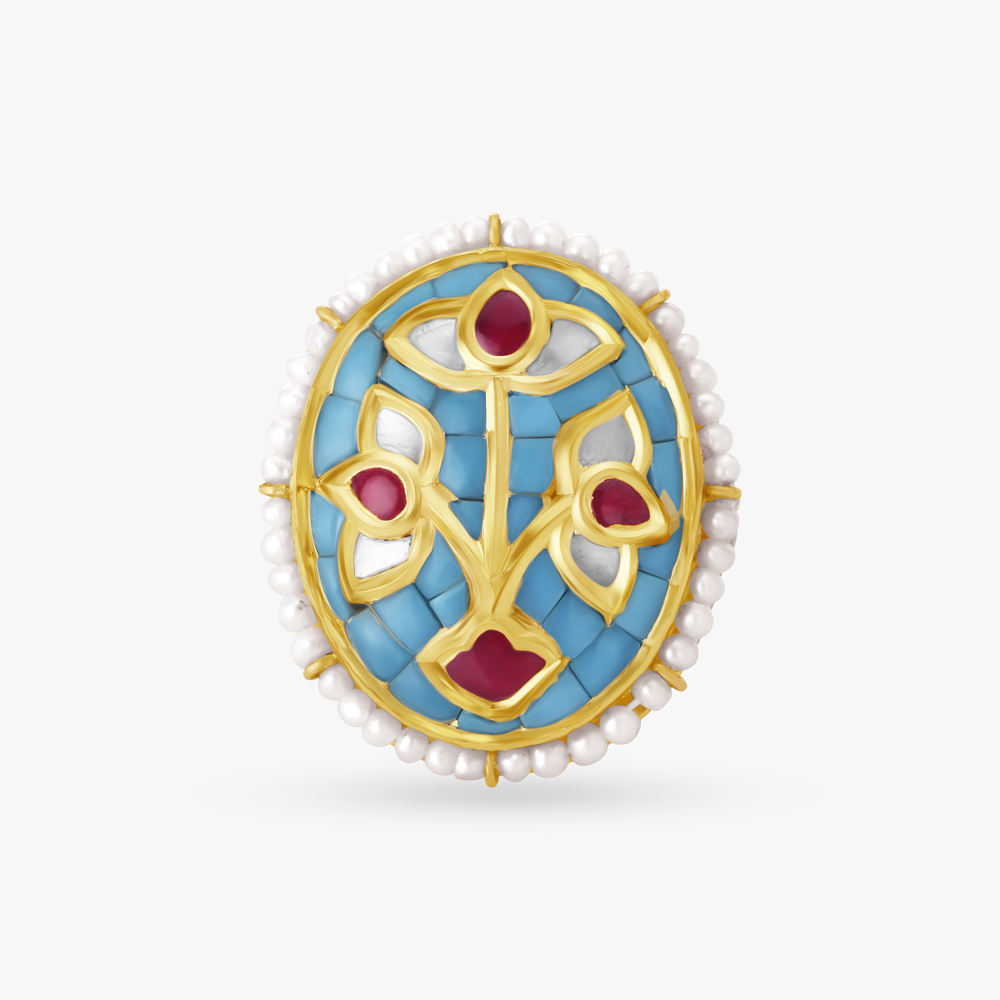 Stunning Mosaic and Kundan Work Finger Ring,,hi-res image number null