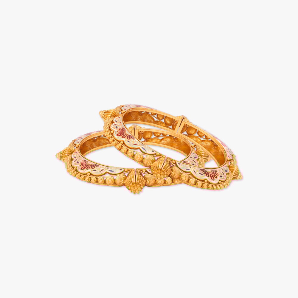 Sonar Alpona Kankan Gold Bangles,,hi-res image number null