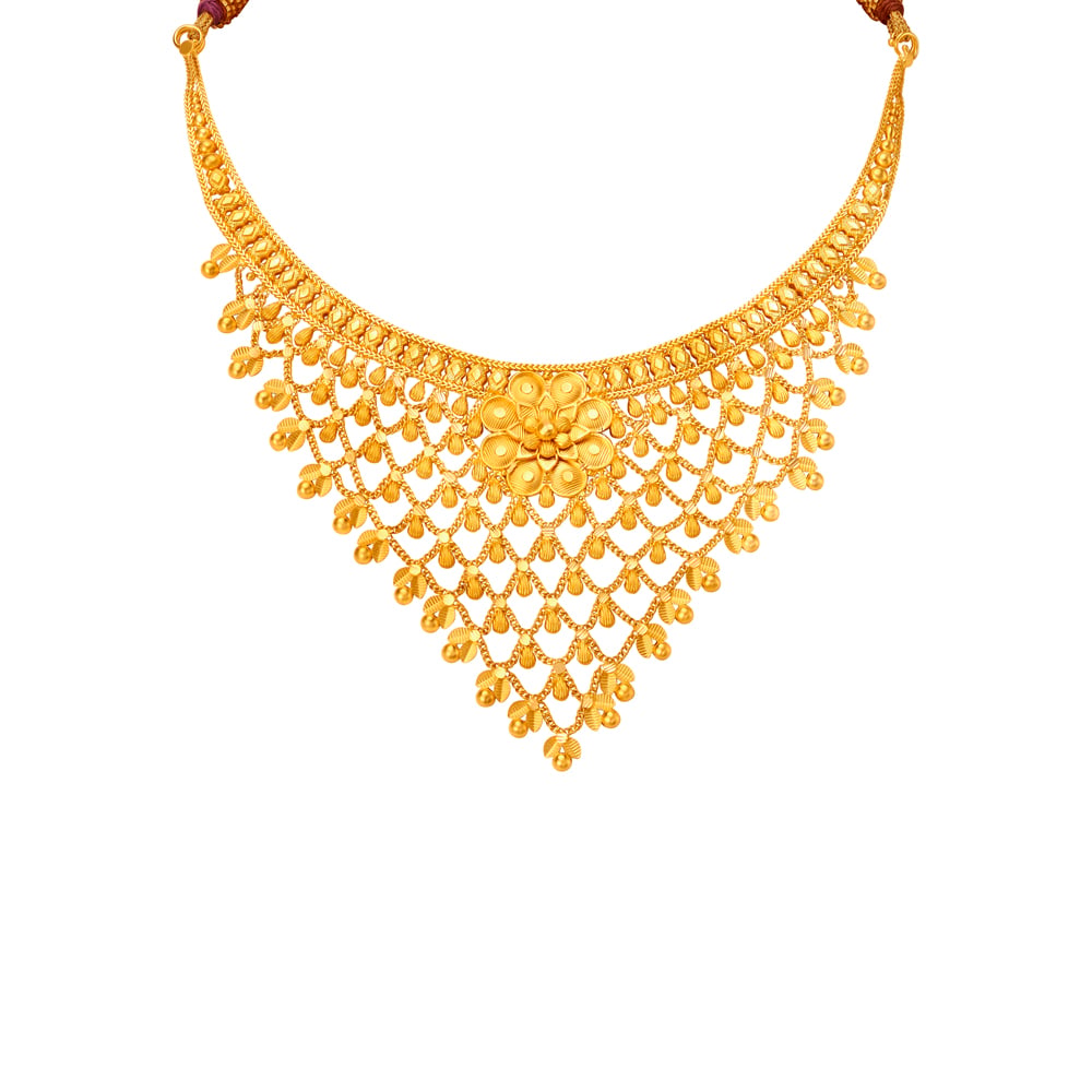 Mesmerising Floral Gold Necklace Set,,hi-res image number null
