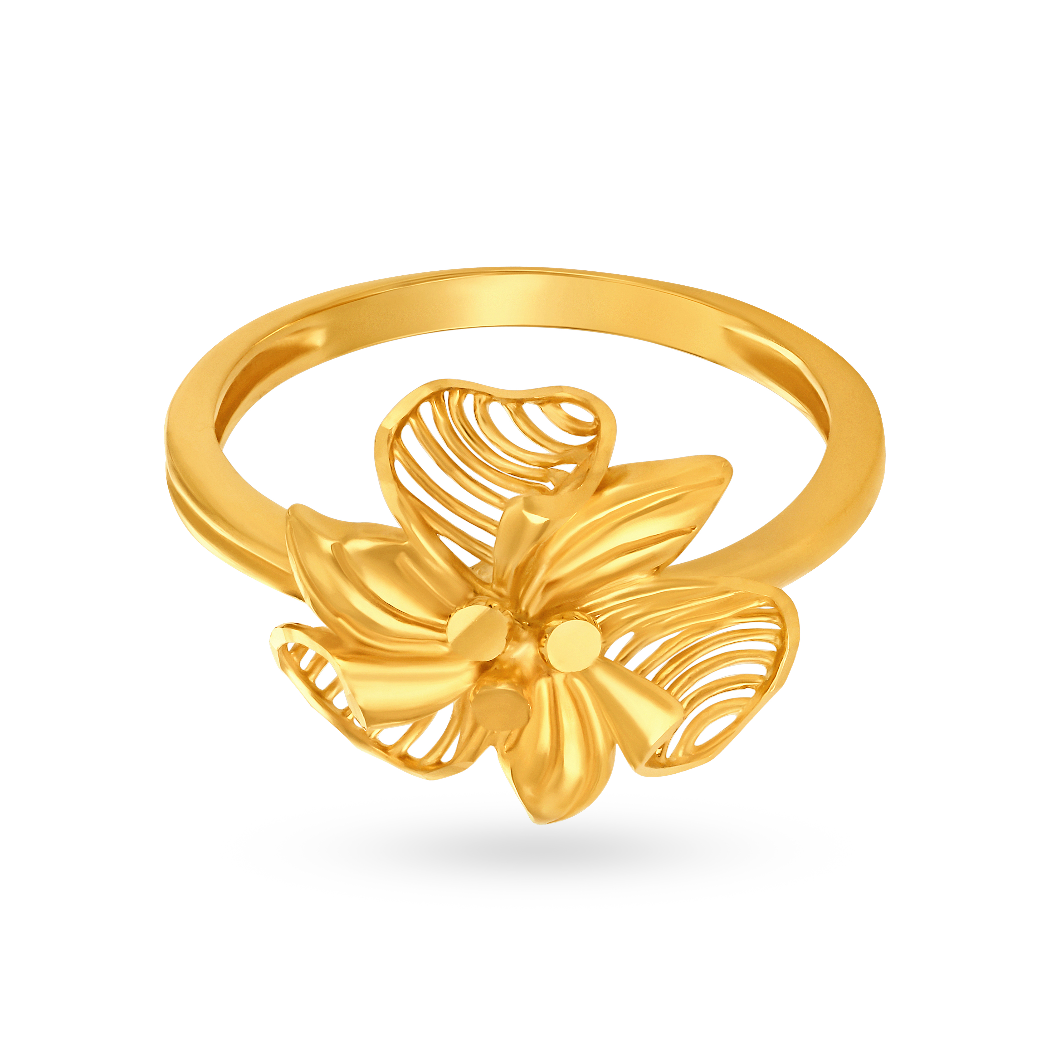 Opulent Yellow Gold Poinsettia Finger Ring,,hi-res image number null