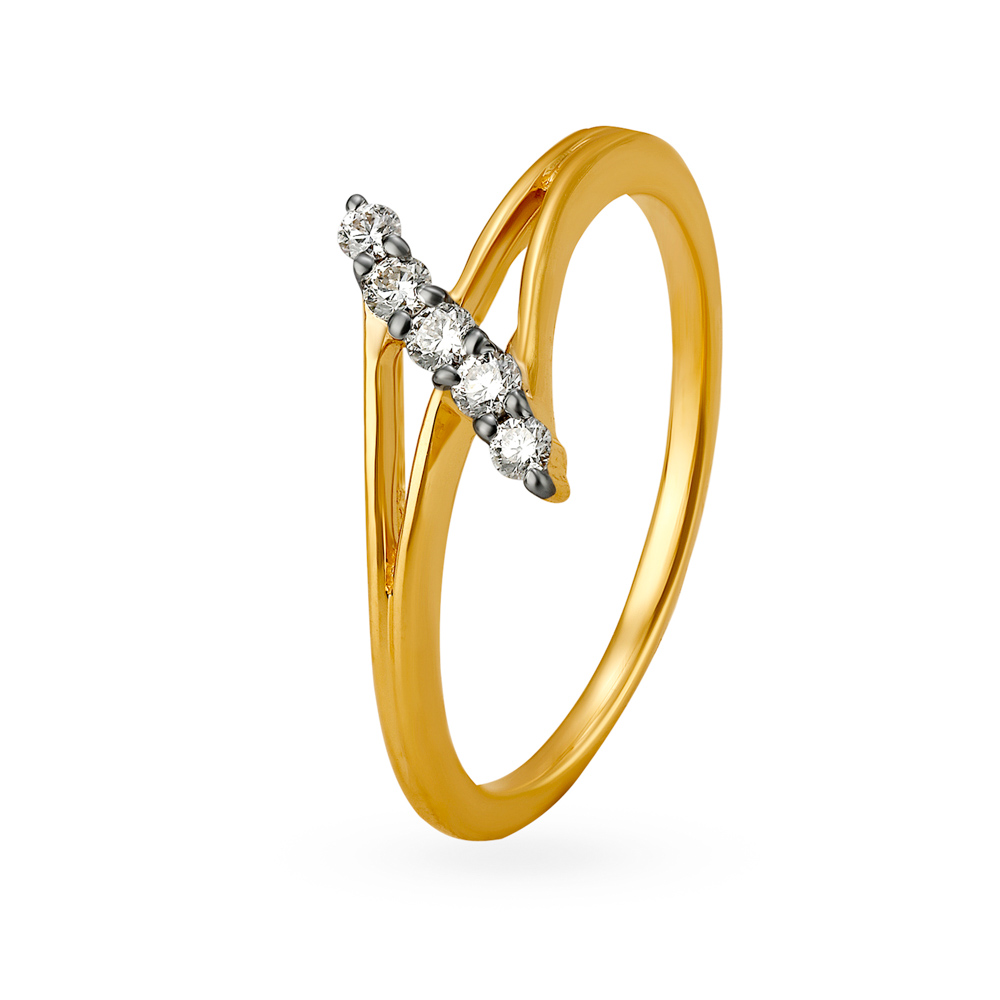 Stylish 18 Karat Gold And Diamond Midi Ring