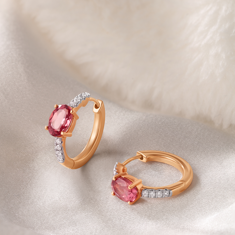 Rosy Evenings Diamond Hoop Earrings