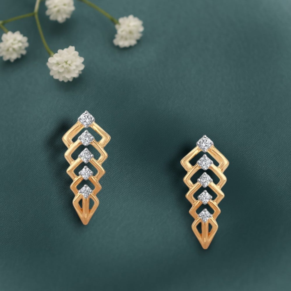 Contemporary Chevron Diamond Hoop Earrings,,hi-res image number null