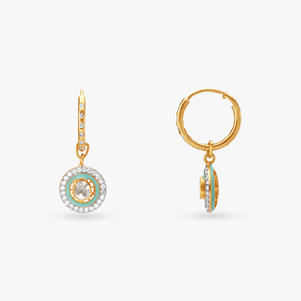 Elegant Polki Diamond Hoop Earrings,,hi-res image number null