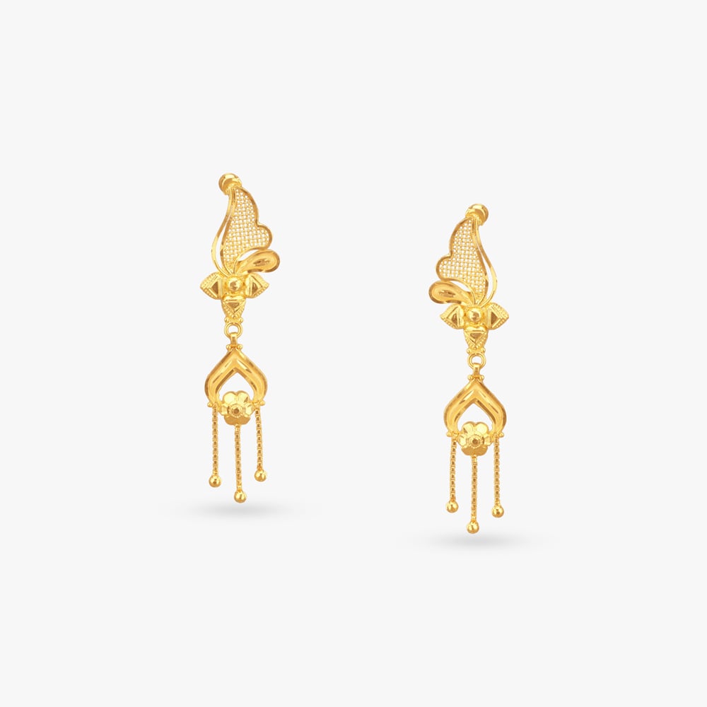 

Artistic Curve Gold Drop Earrings