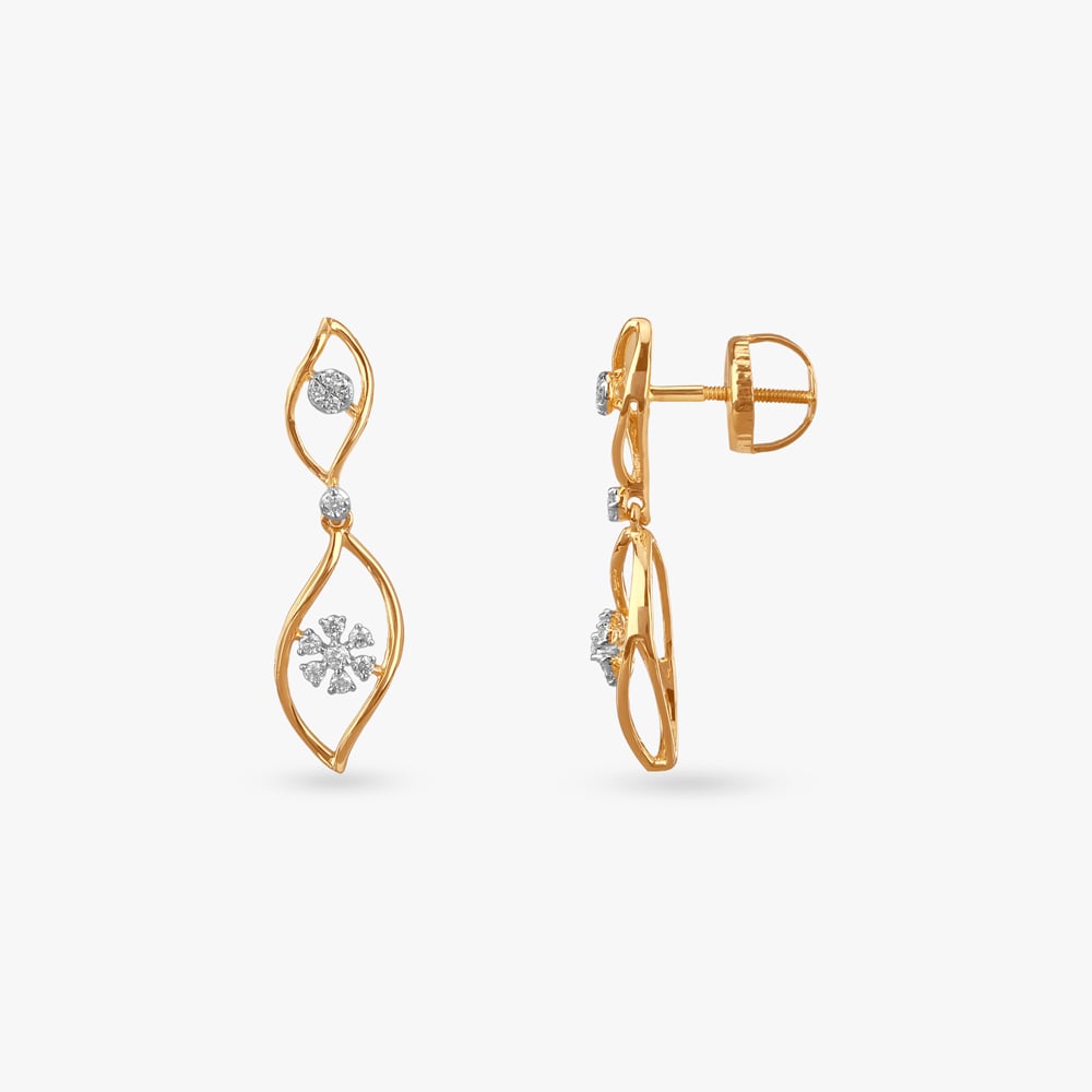 Spiral Bloom Diamond Drop Earrings,,hi-res image number null